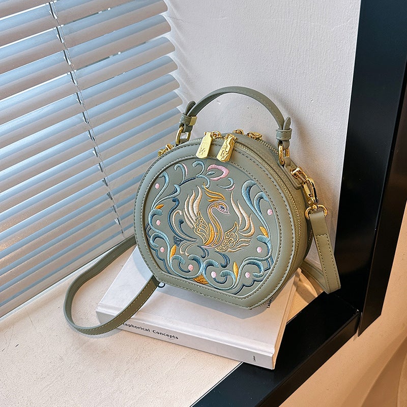 Fashion Shoulder Bag Embroidered Ethnic Style Women'S Bag Casual Portable Small Round Bag Fashionable National Style Crossbody Bag - Image 1