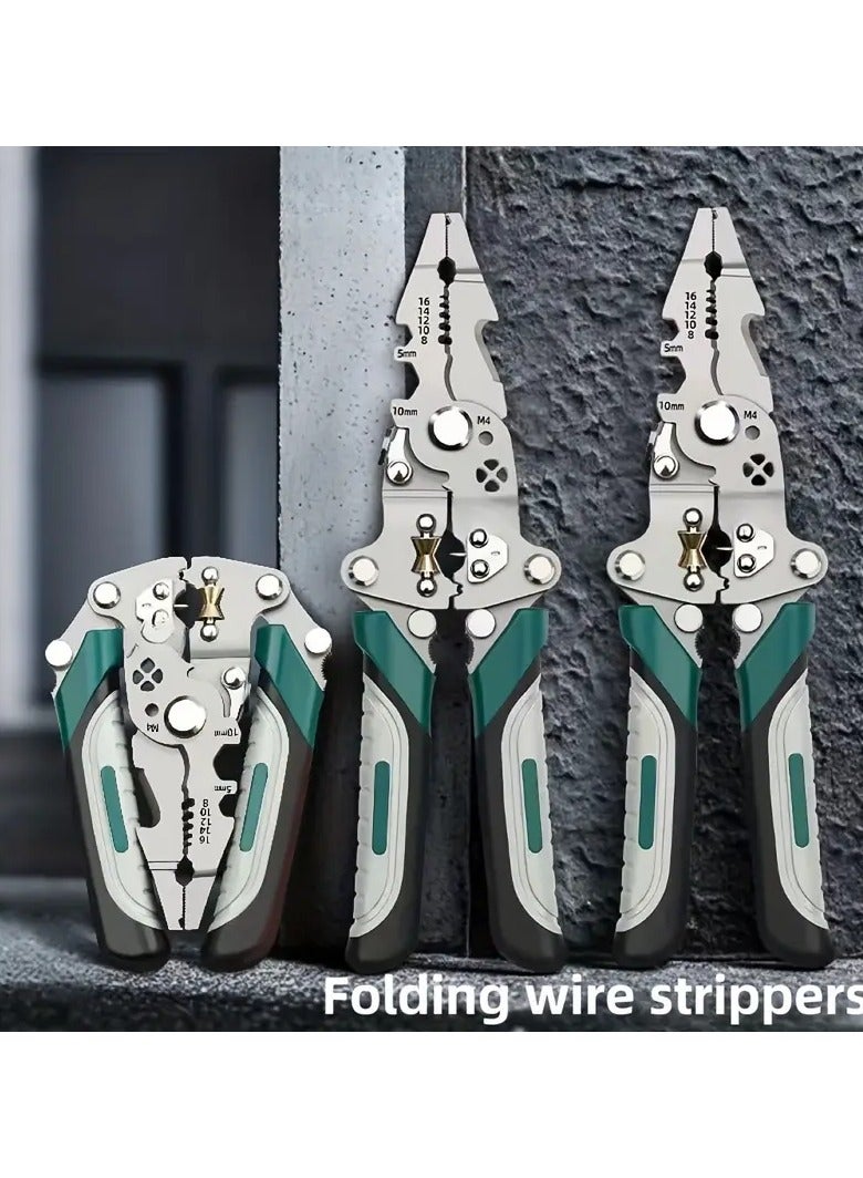 Loquat Multifunctional Foldable Wire Strippers, Multifunctional Wire Stripper, Cable Wire Cuttimg Crimper Tool, Special Wire Strippers for Electricians, Can Strip Wires, Cut Wires, Twist Water Pipes, Crimp - Image 4