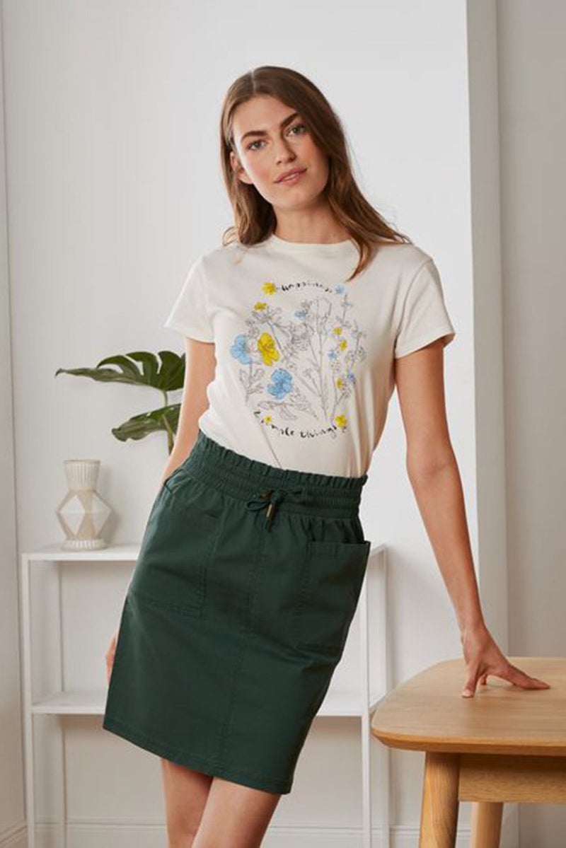 Tchibo Women Regular Fit Plain Twill Skirt, Olive - Image 1