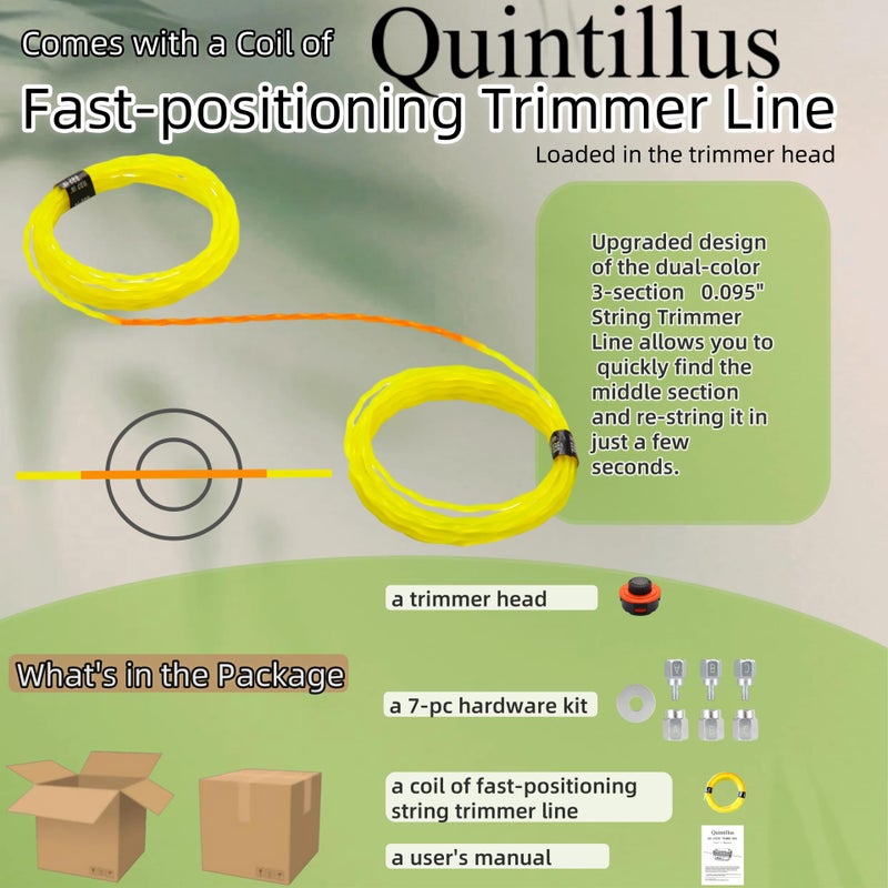 Quintillus H02 Weed Eater Head Universal Trimmer Head String Trimmer Head Bump Feed Weed Wacker Head Grass Trimmer Head Replacement for Weed Warrior, Echo, Husqvarna, Comes with .095 Trimmer Line - Image 5