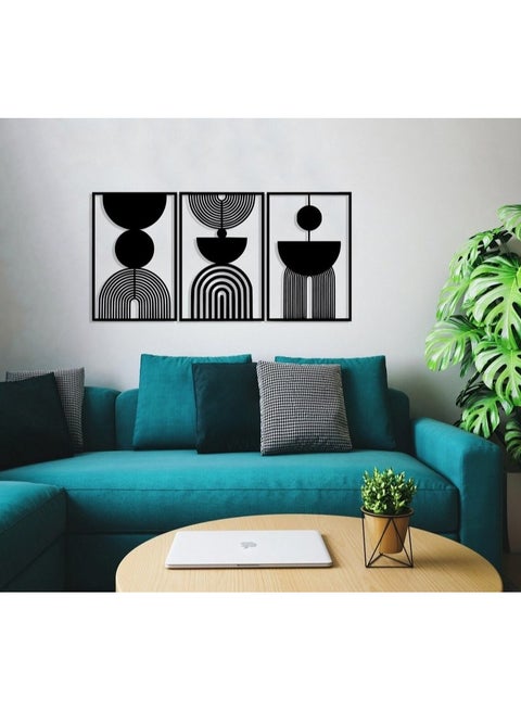 Geometric Mid-Century Modern Wall Art - Set of 3 Each 80x60