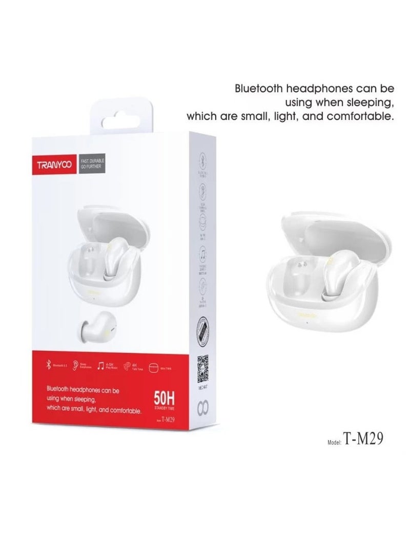 TRANYOO T-M29 Bluetooth Headphones Small and Comfortable Using When Sleep White - Image 1