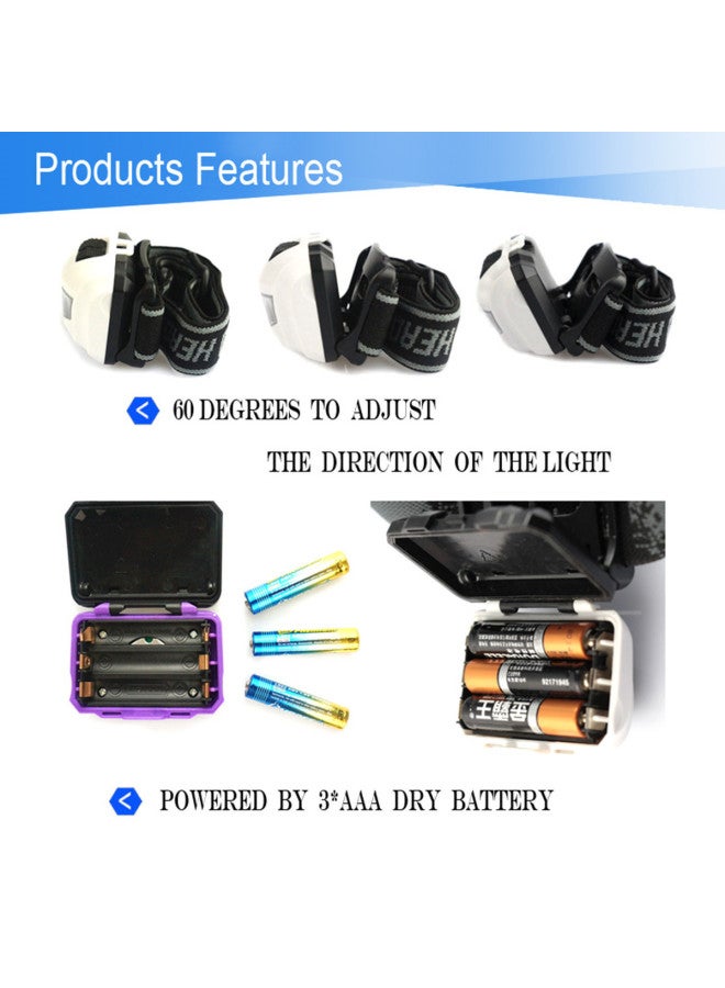 Support Custom Hot Sale AAA Dry Battery Hiking Camping Emergency Outdoor Sports LED Lighting Headlight-Color:Royal Blue  - Image 3