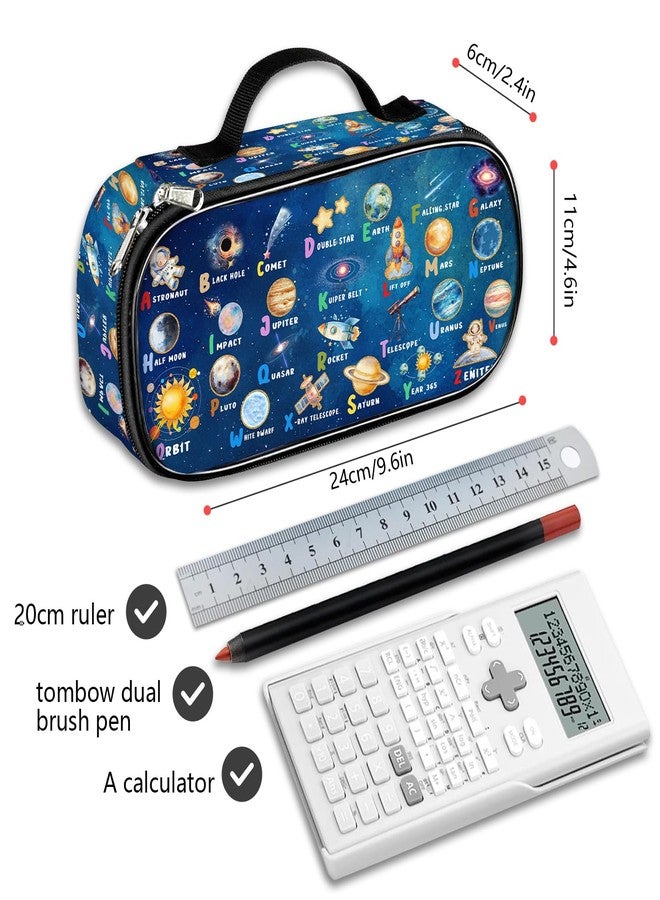 ROVOZAR Space Pencil Case, Astronaut Pencil Box for Kids Planet Pen Bag, Large Capacity Galaxy Pen Pouch with Zipper Compartments for School Office - Image 2