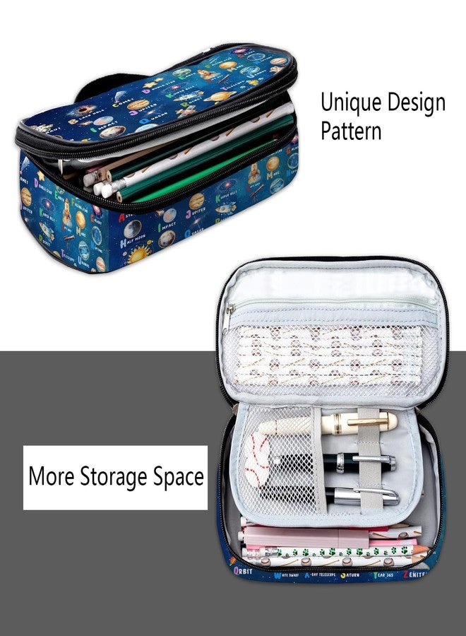 ROVOZAR Space Pencil Case, Astronaut Pencil Box for Kids Planet Pen Bag, Large Capacity Galaxy Pen Pouch with Zipper Compartments for School Office - Image 4