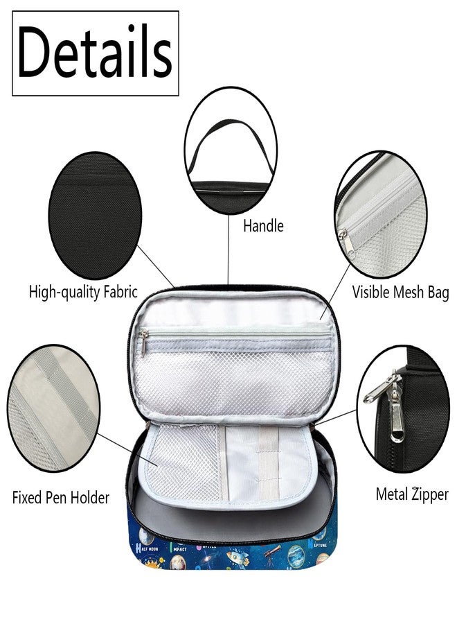 ROVOZAR Space Pencil Case, Astronaut Pencil Box for Kids Planet Pen Bag, Large Capacity Galaxy Pen Pouch with Zipper Compartments for School Office - Image 3