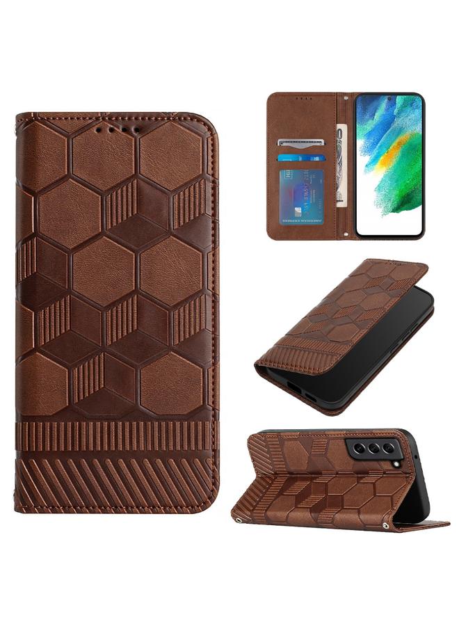 اس-توب جراب لهاتف Samsung Galaxy S21 FE جراب هاتف قابل للطي من الجلد المغناطيسي بتصميم كرة القدم - Image 1