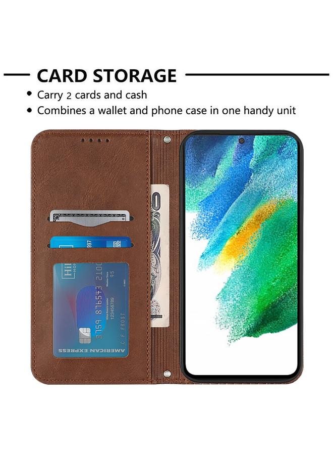 اس-توب جراب لهاتف Samsung Galaxy S21 FE جراب هاتف قابل للطي من الجلد المغناطيسي بتصميم كرة القدم - Image 4