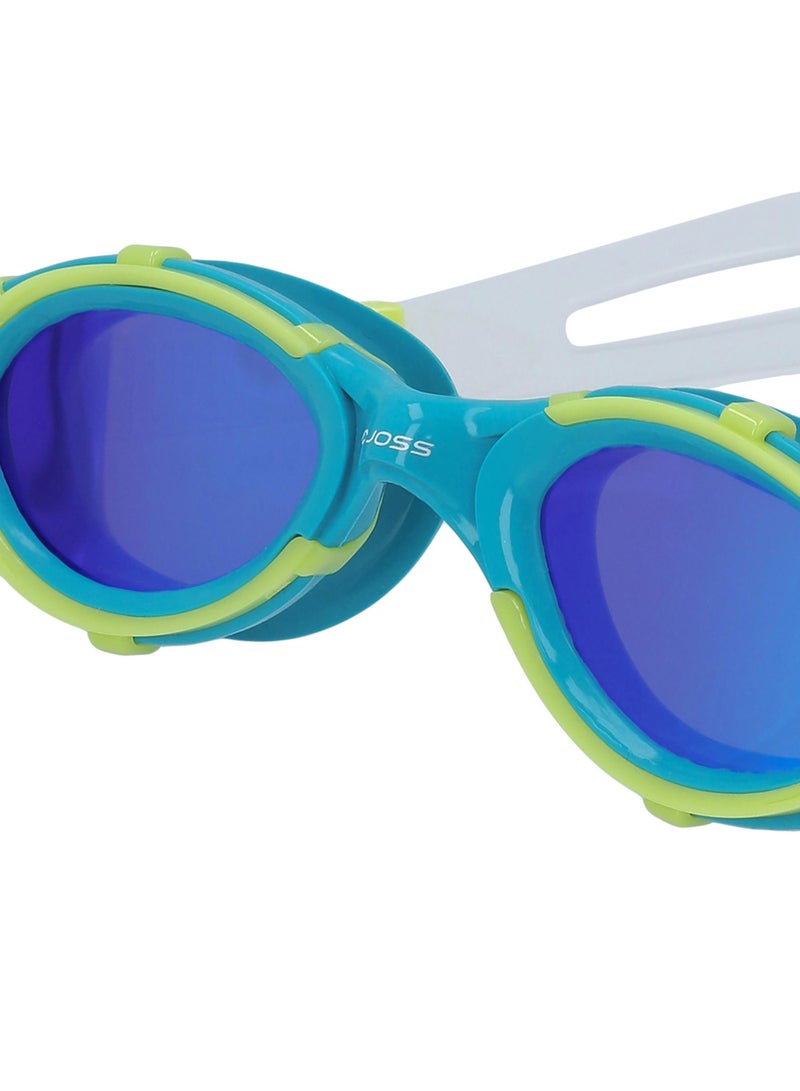 Joss Blue/Green Adult Swimming Goggles  Mirrored Lenses, Uv Protection, Wide Vision, Soft Liquid Silicone Frame, Self-Adjusting Nose Bridge - Image 3