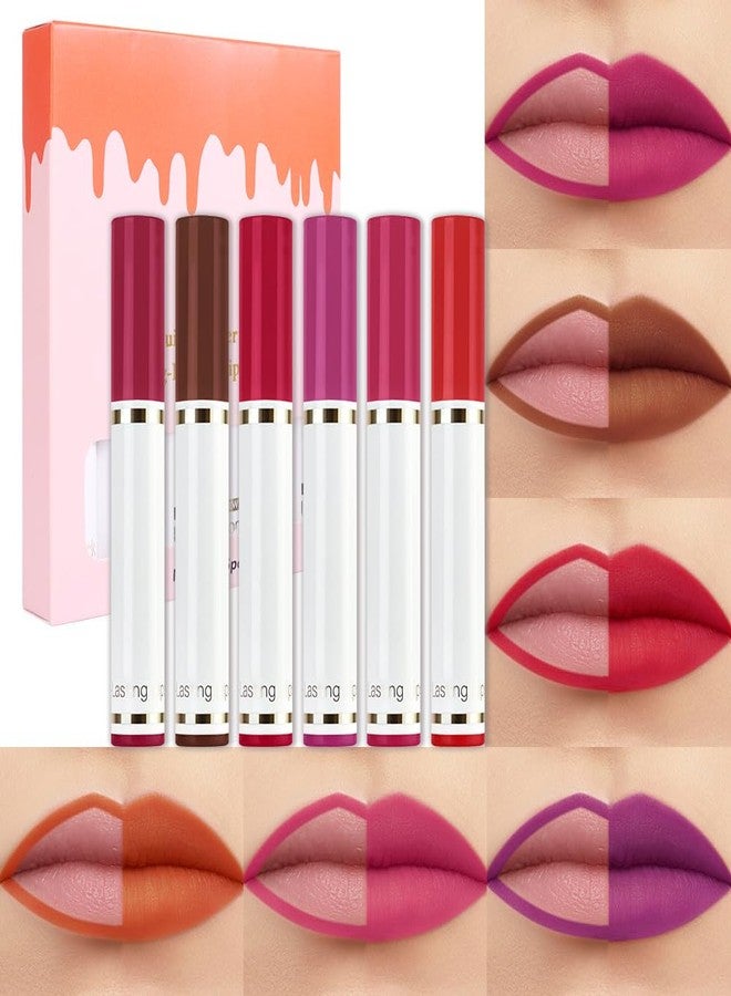 QIDSTERS Hydrating Matte Lip Stain, 24 Hour Lipstick Lip Liner Pencil, With High Color Makeup Long Lasting Waterproof Smudge Proof Formula (07, 6 Count (Pack of 1)) - Image 1