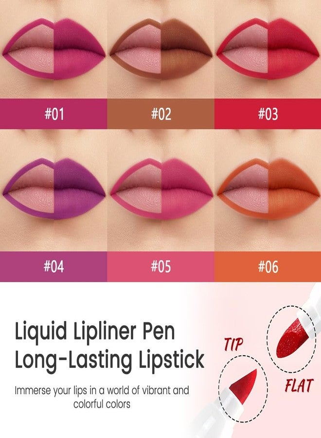 QIDSTERS Hydrating Matte Lip Stain, 24 Hour Lipstick Lip Liner Pencil, With High Color Makeup Long Lasting Waterproof Smudge Proof Formula (07, 6 Count (Pack of 1)) - Image 2