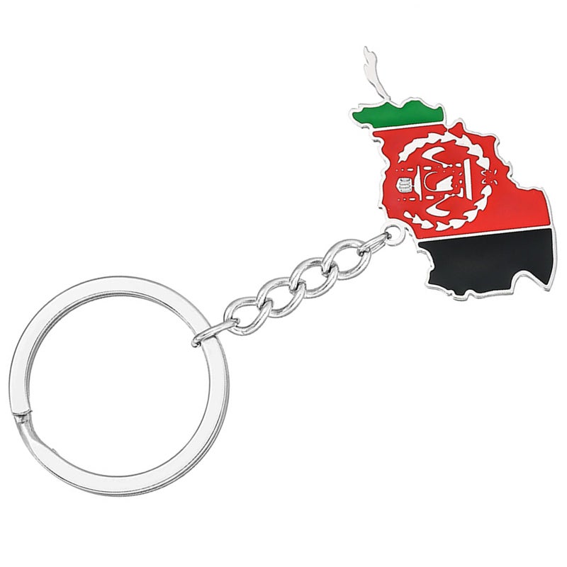 Afghanistan Map Flag Keychain For Men Women Steel Gold Silver Car Bag Accessories - Image 4