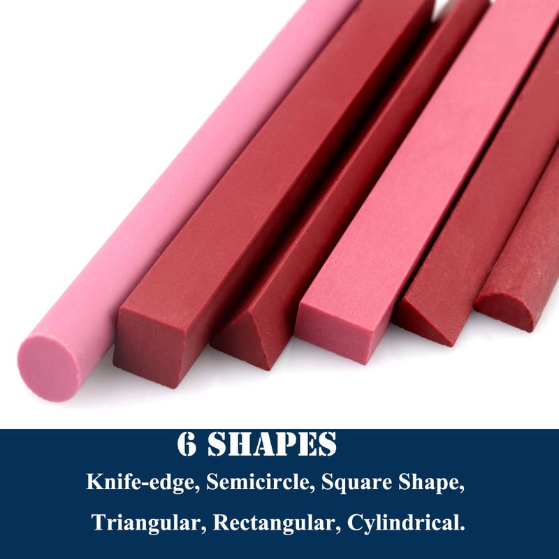 CBRIGHT Sharpening Stone Set, 6pcs 3000# Ruby Whetstone Kit Small Fine Polishing Sharpener Stone for Sharpen Chisel Gouge,Knife and Bladed Cutting Tools, Variety of Shapes[Length:100mm(3.94Inch)] - Image 3