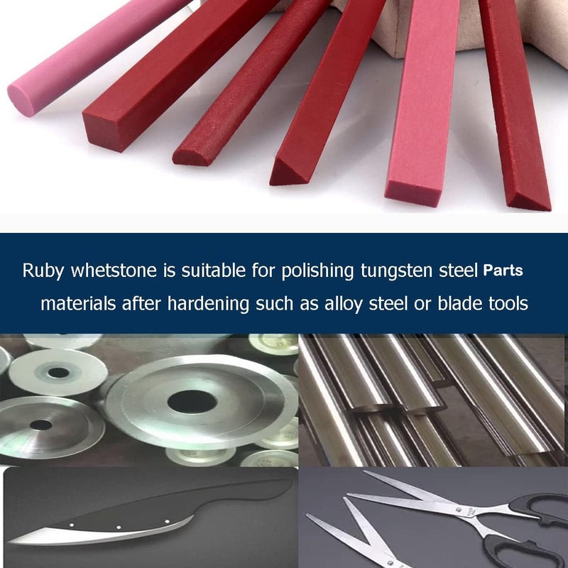 CBRIGHT Sharpening Stone Set, 6pcs 3000# Ruby Whetstone Kit Small Fine Polishing Sharpener Stone for Sharpen Chisel Gouge,Knife and Bladed Cutting Tools, Variety of Shapes[Length:100mm(3.94Inch)] - Image 5