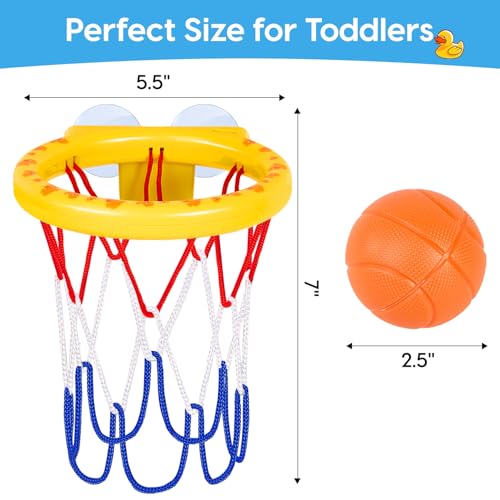 Auvitaya Bath Toys Bathtub Basketball Hoop for Kids Toddlers Bath Shower Toys for Kids Strong Suction Cup Basketball Hoop 3 Soft NoHole Balls Set for Toddlers Boys and Girls - Image 5