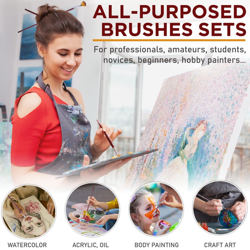 DUGATO Artist Paint Brush Set 13pcs, Long Handle Oil Acrylic Paint Brushes, Watercolor Brush Set for Body, Face, Rock, Canvas Drawing Art Crafts - Image 5