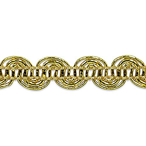 Expo International Trims by The Yard Pia Metallic Scroll Braid Trim, 1/4-Inch Versatile Trim for Sewing, Washable Decorative Trim for Fashion, Craft, or Home Decor Items, 20-Yard Cut, Gold - Image 1