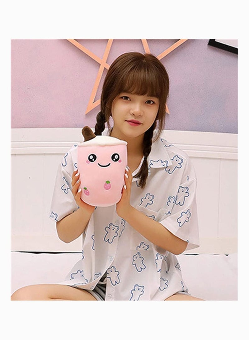 Y&D SYOSI Cute Milk Tea Cup Stuffed Boba Food Shaped Plush Toy for Kids (Pink Strawberry, 9.4In)  - Image 2