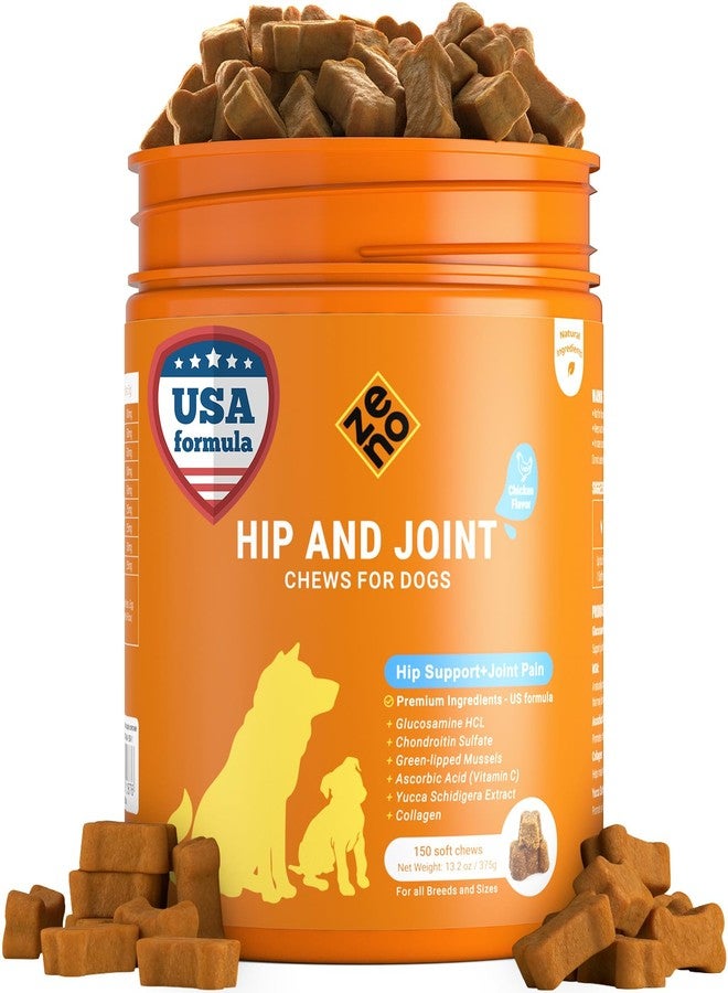 ZENO Glucosamine HCL & Hip and Joint Chews for Dogs - 150 pcs - Advanced Hip and Joint Support for Dogs - with MSM & Green Lipped Mussel - Chicken - Image 1