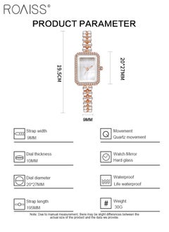 roaiss Women's Pearl Bracelet Strap Quartz Watch Analog Display Rectangle Dial Decorated with Rhinestones Waterproof Stylish Wristwatch as Gift for Ladies  - Image 4