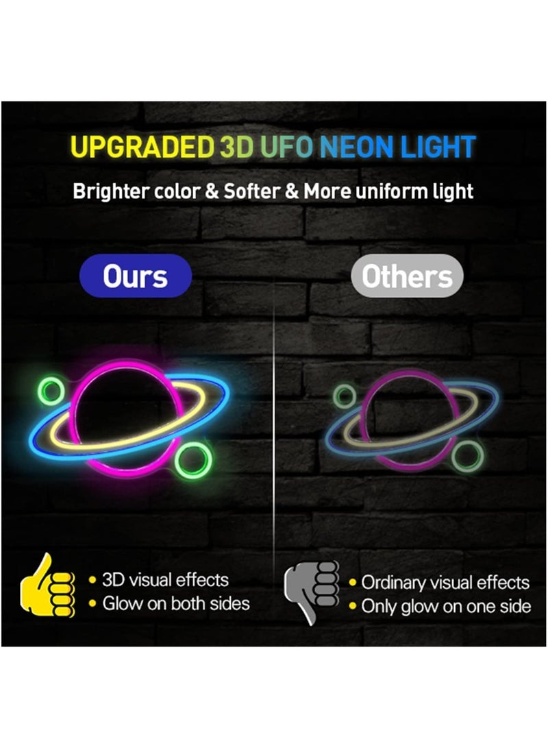Planet LED Neon Sign Saturn Neon Lights for Bedroom USB Powered with Switch 16x11'' Aesthetic Cool Stuff Gaming Room Wall Decor Alien Birthday Gifts for Boys Girls - Image 2