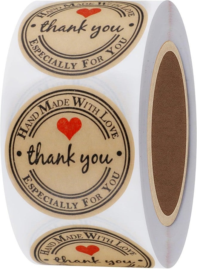 HELIMIX 1000 Pcs Thank You Stickers Roll 1 Inch Handmade Adhesive Sticker Round Adhesive Labels for Small Business Stickers Packaging, Gift Sealing for Packing (Thank You Handmade with Love) - Image 2