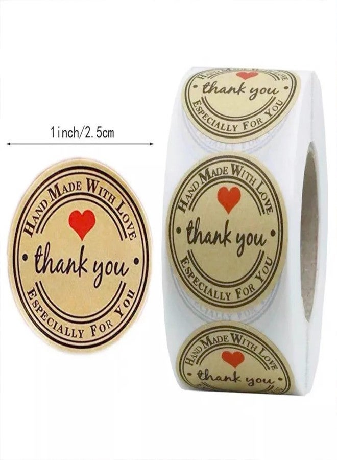 HELIMIX 1000 Pcs Thank You Stickers Roll 1 Inch Handmade Adhesive Sticker Round Adhesive Labels for Small Business Stickers Packaging, Gift Sealing for Packing (Thank You Handmade with Love) - Image 3