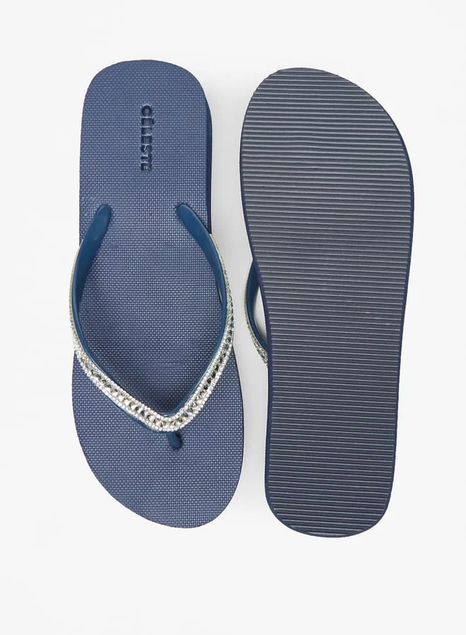 Celeste Womens Embellished Thong Slippers