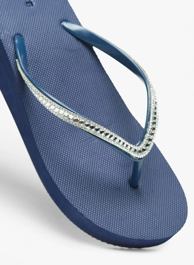 Celeste Womens Embellished Thong Slippers