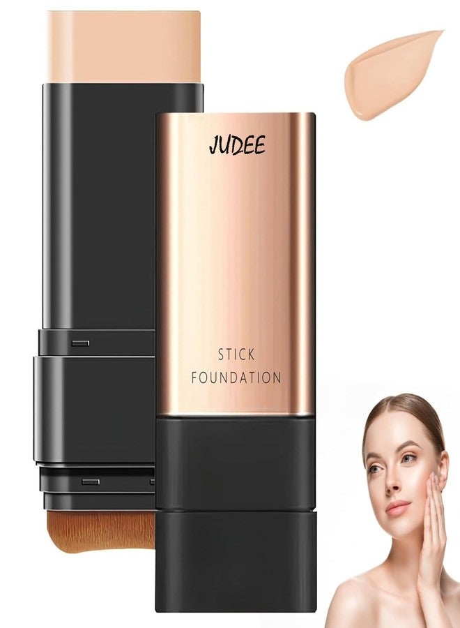 JUDEE 2 in 1 Luxury Anti-Wrinkle Foundation Stick, Long-Lasting Double Head Foundation Make Up Stick with Brush, (Natural, 1 Piece) - Image 1