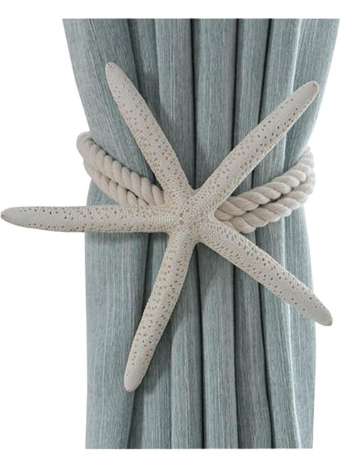 2 Pieces Natural Starfish Curtain Tiebacks Rope Drape Tie Band Drapery Holdbacks Room Décor
