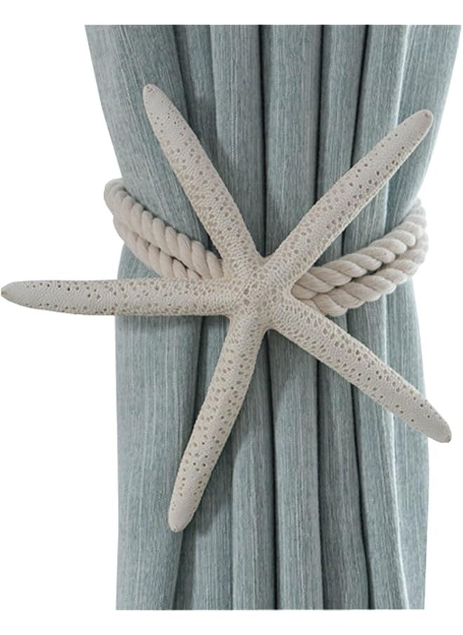 The Bros - 2 Pieces Natural Starfish Curtain Tiebacks Rope Drape Tie Band Drapery Holdbacks Room Décor - Image 1