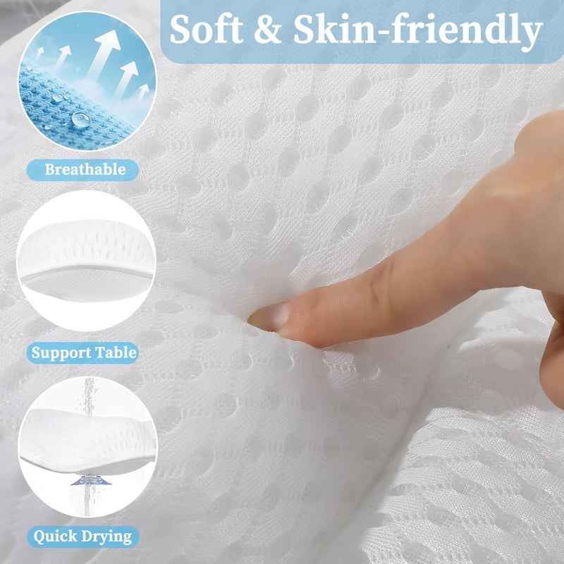 AmazeFan Luxury Bath Pillow,Ergonomic Bathtub Spa Pillow with 4D Air Mesh Technology and 6 Suction Cups,Helps Support Head,Back and Neck,Fits All Bathtub,Hot Tub and Home Spa (US Patent) (White) - Image 3
