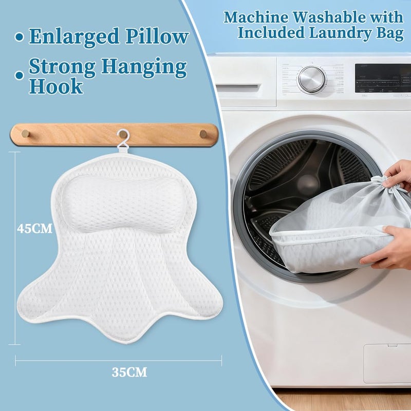 AmazeFan Luxury Bath Pillow,Ergonomic Bathtub Spa Pillow with 4D Air Mesh Technology and 6 Suction Cups,Helps Support Head,Back and Neck,Fits All Bathtub,Hot Tub and Home Spa (US Patent) (White) - Image 5