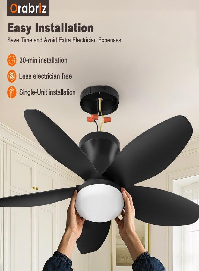 Orabriz 35 Inch Ceiling Fan with Lights and Remote Control, Quiet Modern Low Profile Fan Light with 6 Speeds, Dimmable LED, Reversible Blades for Bedroom Living Room Indoor/Outdoor, White - Image 2