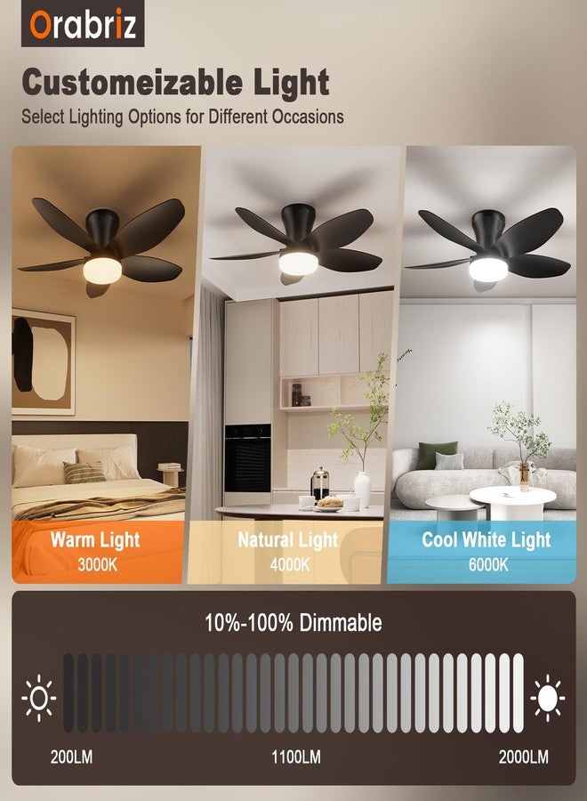 Orabriz 35 Inch Ceiling Fan with Lights and Remote Control, Quiet Modern Low Profile Fan Light with 6 Speeds, Dimmable LED, Reversible Blades for Bedroom Living Room Indoor/Outdoor, White - Image 5