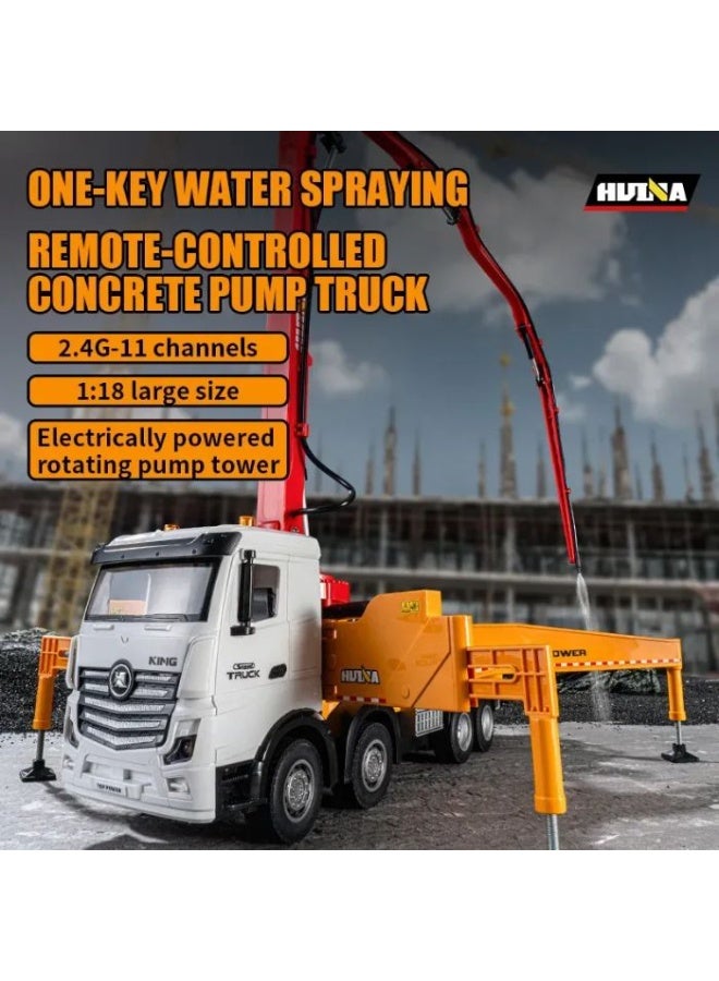 Huina 1381 RC Concrete Pump Truck 1:18 Scale, 2.4GHz 11-Channel with Folding Boom, Yellow/RED - Image 4