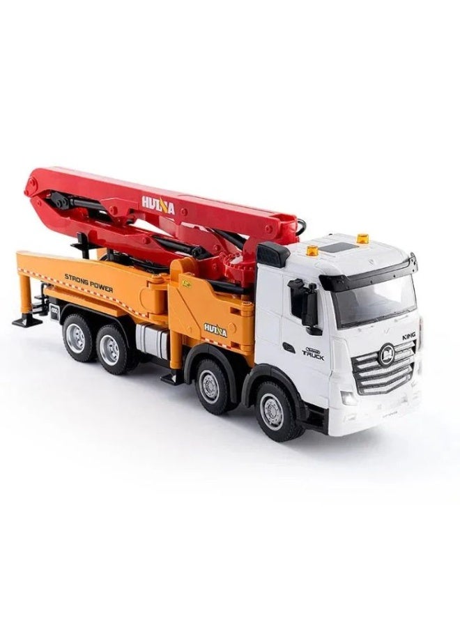 Huina 1381 RC Concrete Pump Truck 1:18 Scale, 2.4GHz 11-Channel with Folding Boom, Yellow/RED - Image 1