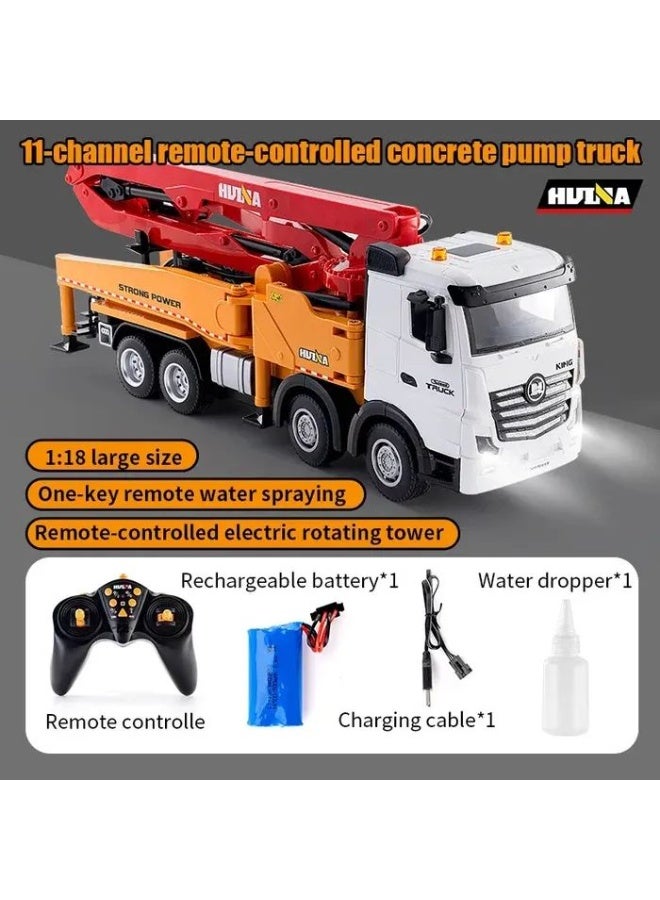 Huina 1381 RC Concrete Pump Truck 1:18 Scale, 2.4GHz 11-Channel with Folding Boom, Yellow/RED - Image 3