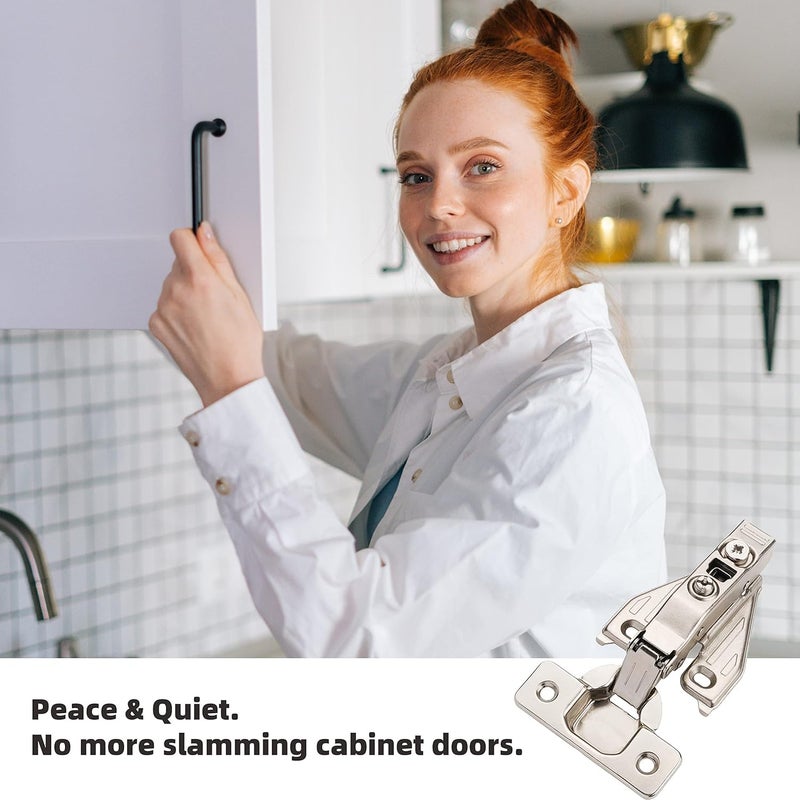 Decobasics (20 Pcs) Full Overlay Soft Close Cabinet Hinges For Kitchen Cabinets - 105 Face Frame Concealed Cabinet Door Hinge -3 Way Adjustability -Clip On Plate & Matching Screw 4 Easy Installation - Image 3