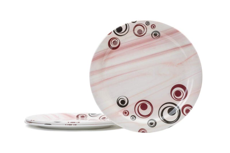 PRIZMA Unbreakable Lightweighted Melamine Round Full Size Red Circle Designed (11 Inch) Dinner/Lunch Plates (Pack of 3) - Image 1