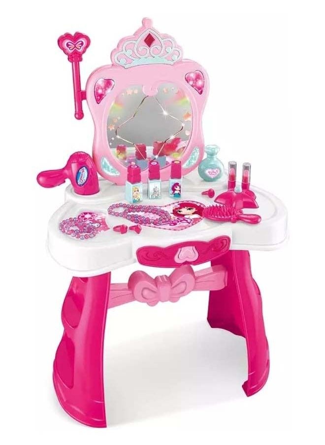 BAYBEE Kids Beauty Set Makeup Kit For Girls With Dressing Table Mirror Music Pretend Play Toys For Girls Role Play Toys For Kids Beauty Set For Kids Girls Kids Make Up Set Toys For Girls 2+Years Boys  - Image 1