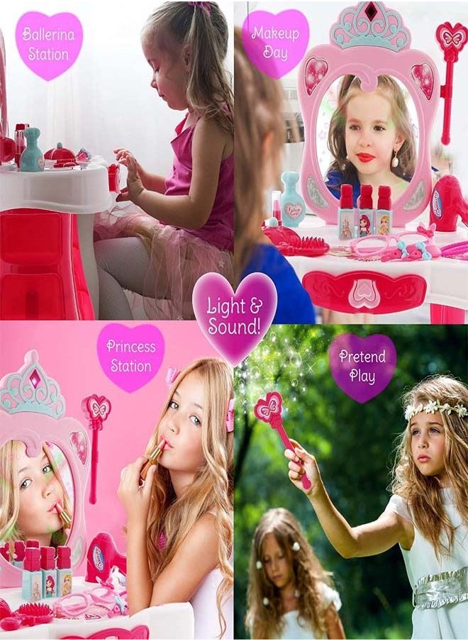 BAYBEE Kids Beauty Set Makeup Kit For Girls With Dressing Table Mirror Music Pretend Play Toys For Girls Role Play Toys For Kids Beauty Set For Kids Girls Kids Make Up Set Toys For Girls 2+Years Boys  - Image 3