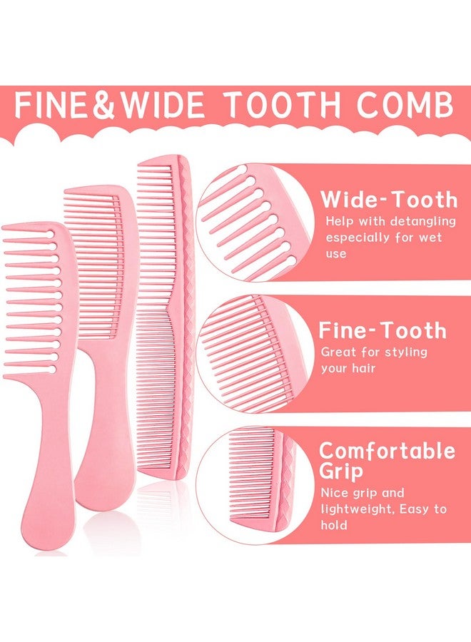 ستارت مايكرز مجموعة أمشاط شعر ستارت ميكرز، 5 قطع للنساء، مجموعة أمشاط لتصفيف الشعر وفك تشابكه - واسعة، دقيقة، ذيل فأر مفرق، تصفيف الشعر، أمشاط مزدوجة العرض للشعر الرطب والمموج والمجعد الكثيف، للنساء والرجال (وردي) - Image 2