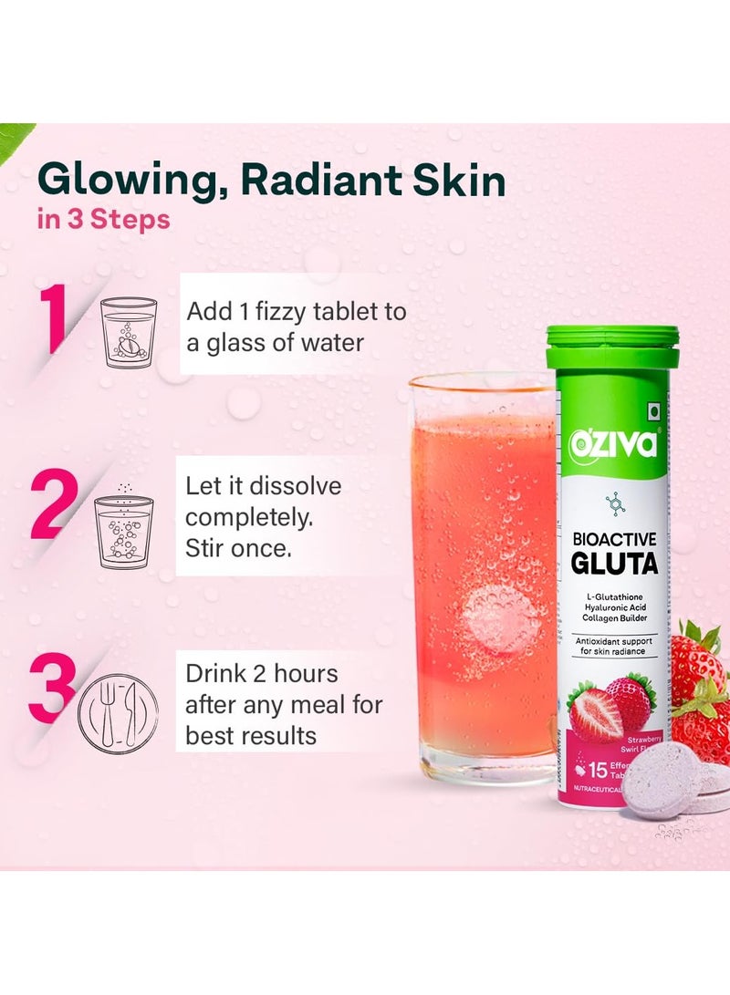 أوزيفا أقراص الجلوتاثيون النشطة بيولوجيًا أقراص الجلوتاثيون المشعة للبشرة المشعة جلوتاثيون فيتامين سي ليكوبين توهج البشرة المضاد للتصبغات دوامة الفراولة 45 قرص فوار عبوة 3 - Image 5