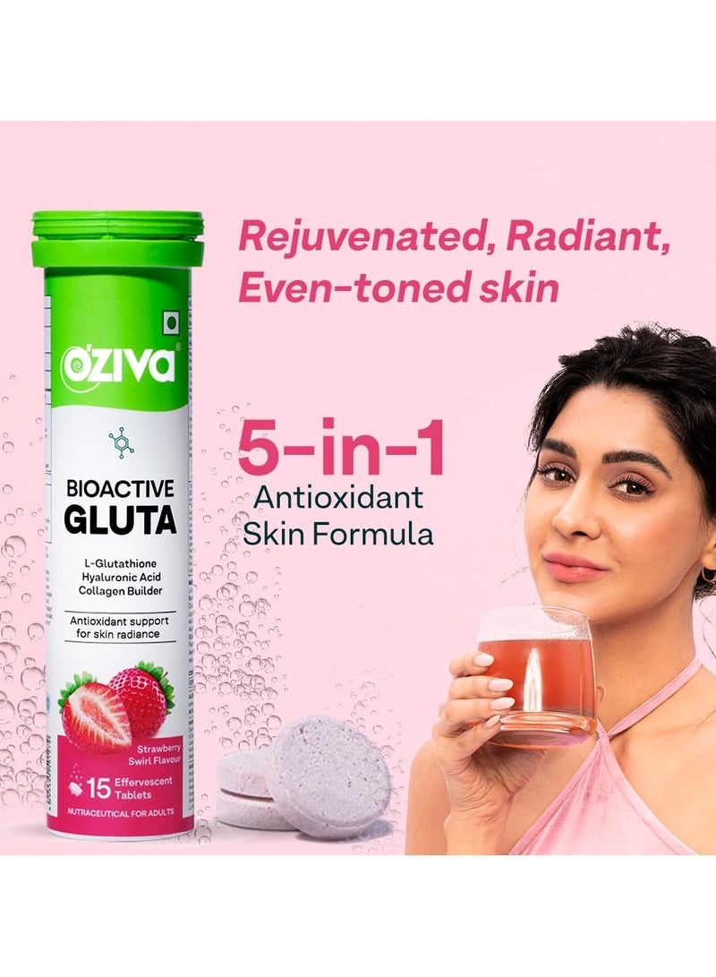أوزيفا أقراص الجلوتاثيون النشطة بيولوجيًا أقراص الجلوتاثيون المشعة للبشرة المشعة جلوتاثيون فيتامين سي ليكوبين توهج البشرة المضاد للتصبغات دوامة الفراولة 45 قرص فوار عبوة 3 - Image 2