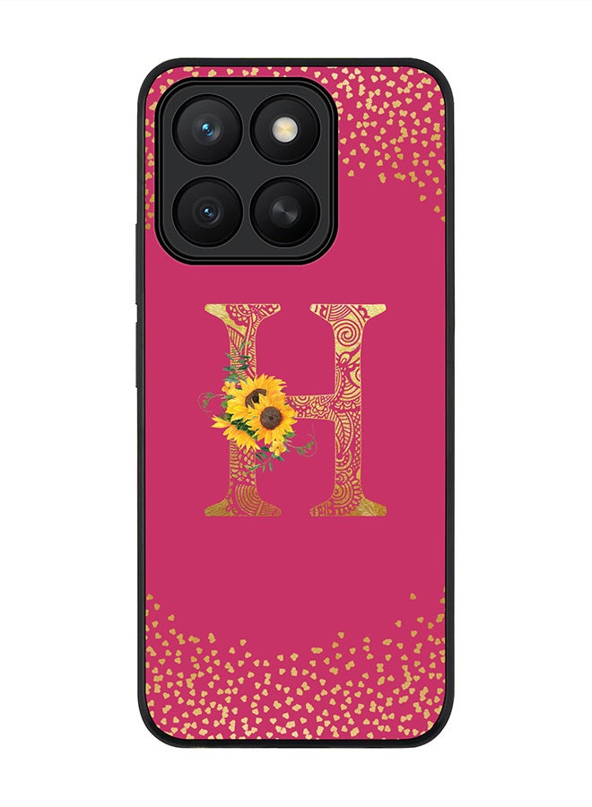 Stylizedd For Honor X8c Case,Slim fit Camera Protection, Shockproof Thin Phone cover  - Custom Floral Monogram - H ( Deep Pink )