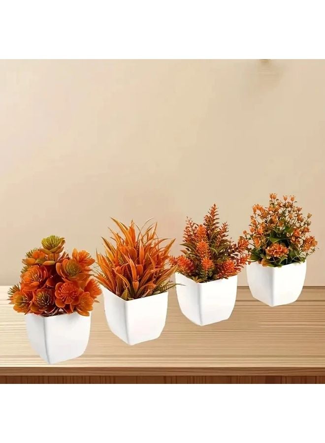 Set Of 4 Colorful Artificial Fall Potted Plants For Indoor Home Office Decor - Image 2
