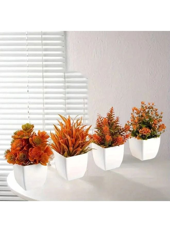 Set Of 4 Colorful Artificial Fall Potted Plants For Indoor Home Office Decor - Image 5