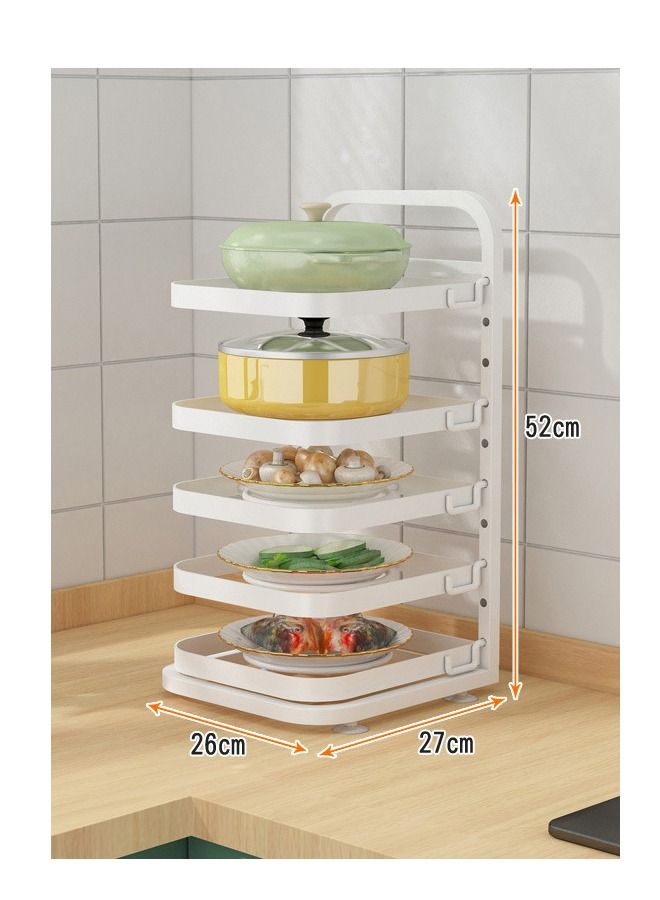 fashionhome 5-Layer Kitchen Food Storage Shelf Multifunctional Foldable Side Dishes Tray Organizer  - Image 2